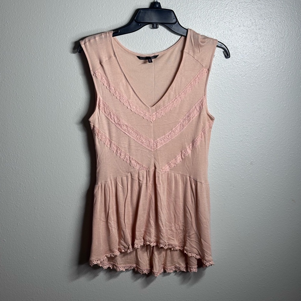 Victoria’s Secret Top Women’s Small Petite Orange Semi-Sheer Peplum Sleeveless‎